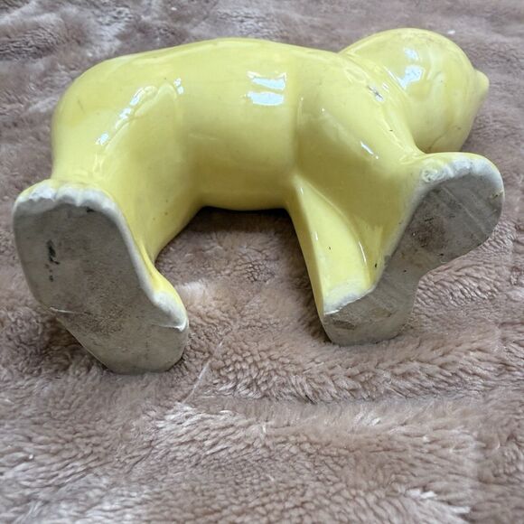 Old Cat Planter 4” Black Eyes Surprised Scared Vintage Ached Back MCM MIJ Yellow - Picture 6 of 8